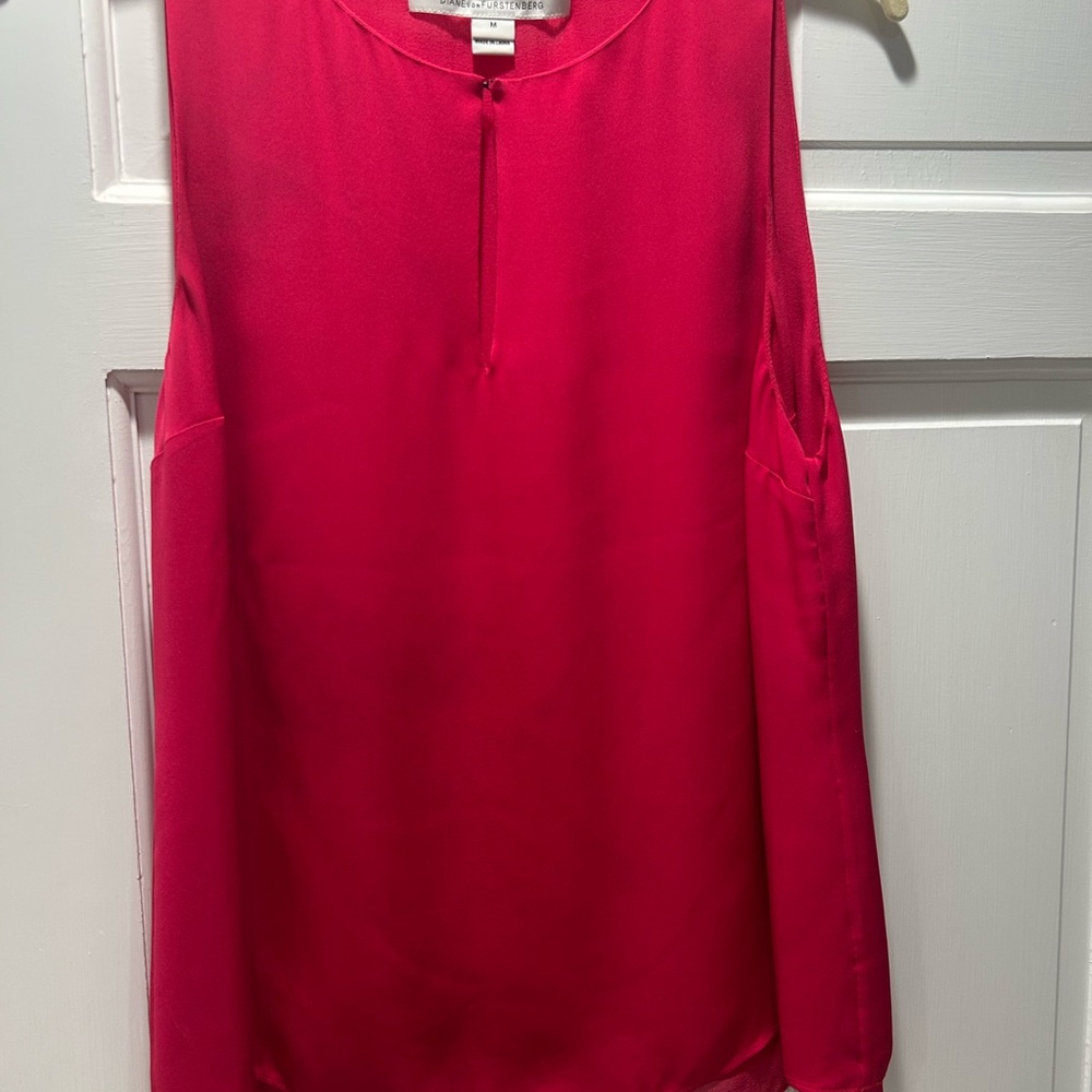 Diane Von Furstenberg Bold Pink Sleeveless Blouse